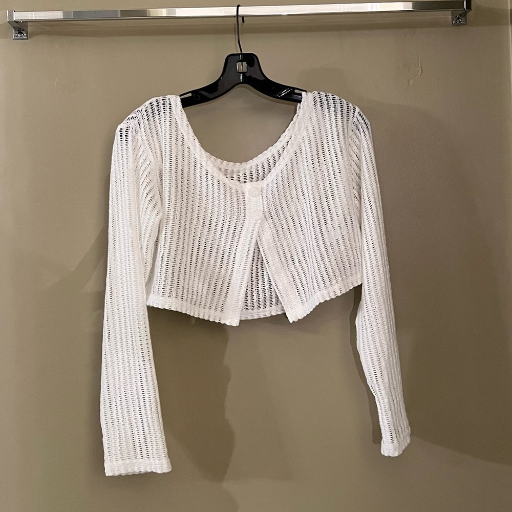Knit cropped cardigan white
